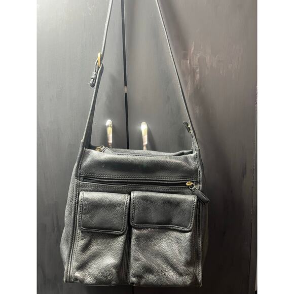 Fossil‎ Genuine Leather Shoulder Bag Black - Picture 1 of 5
